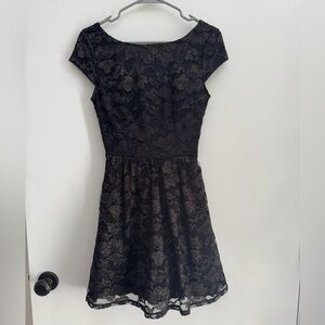 B. Darlin Black Lace Shimmer Fit & Flare Party Dress | Size 5/6